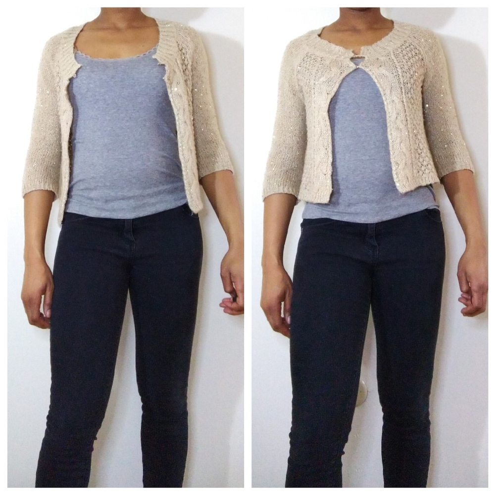 Women's fever gold knitted sweater 3/4 sleeve